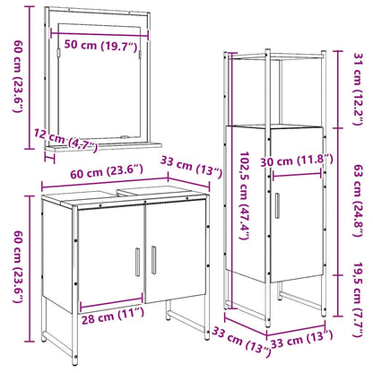 Set di mobili per il bagno 3 pcs Marrone Legno multistrato | homemem39