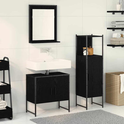 Set di mobili per il bagno 3 pcs Nero Legno multistrato | homemem39