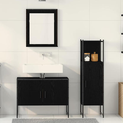 Set di mobili per il bagno 3 pcs Nero Legno multistrato | homemem39