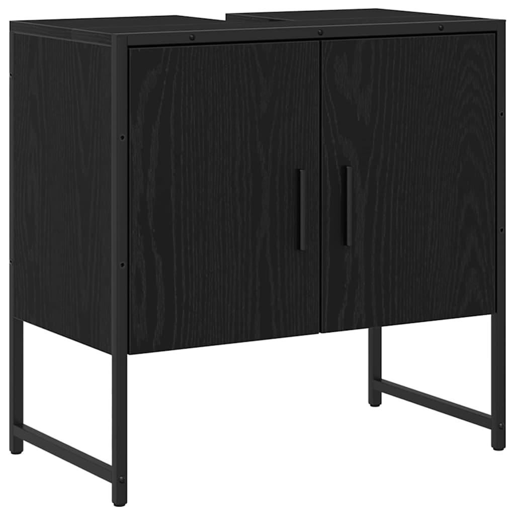 Set di mobili per il bagno 3 pcs Nero Legno multistrato | homemem39