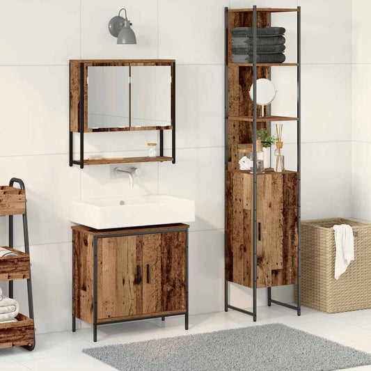 Set di mobili per il bagno 3 pcs Marrone Legno multistrato | homemem39