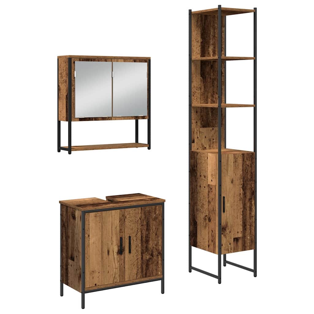 Set di mobili per il bagno 3 pcs Marrone Legno multistrato | homemem39