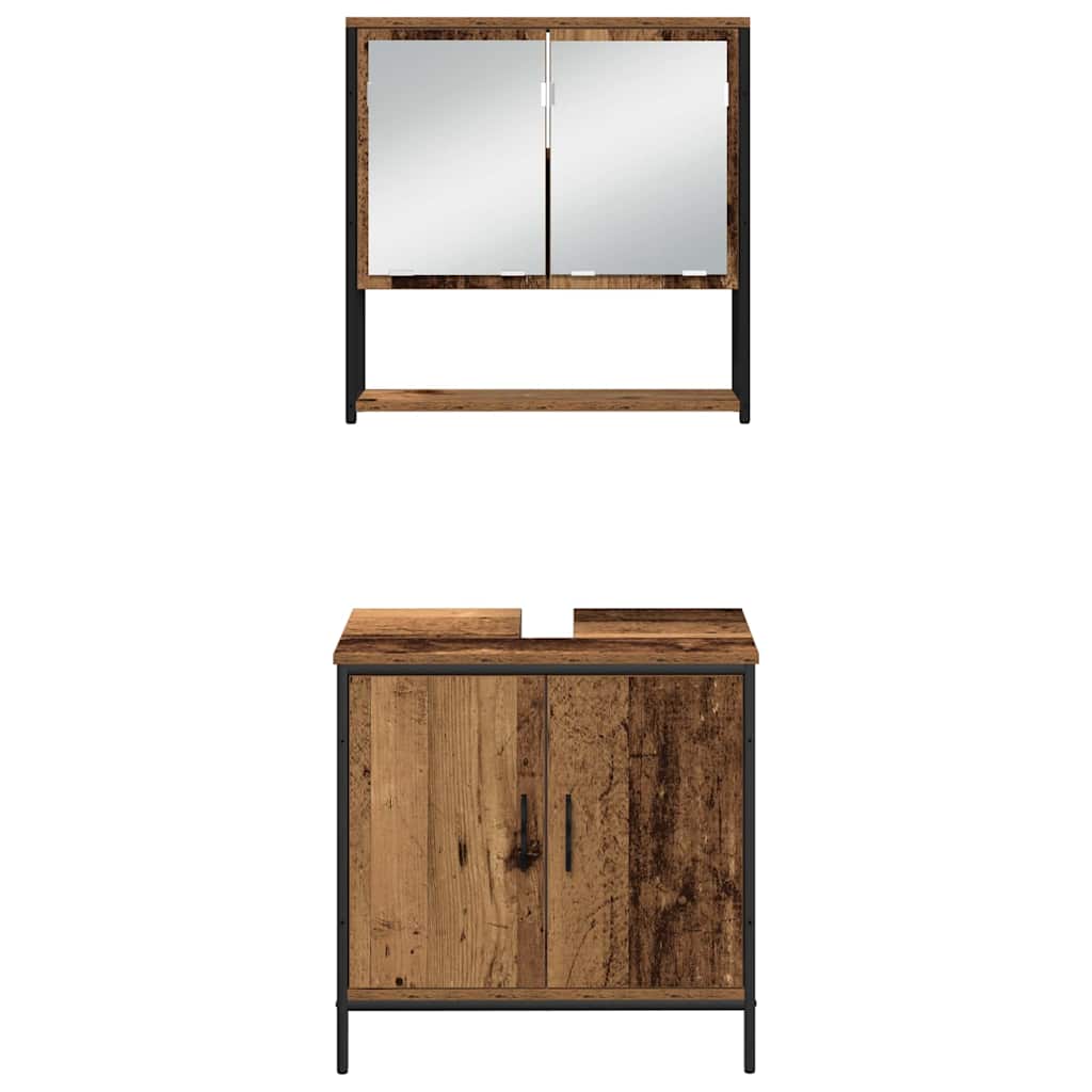 Set di mobili per il bagno 3 pcs Marrone Legno multistrato | homemem39