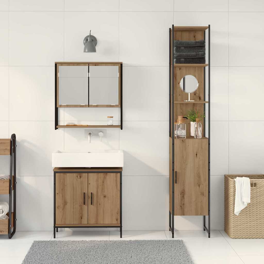 Set di mobili per il bagno 3 pz Marrone 33 x 33 x 185,5 cm | homemem39