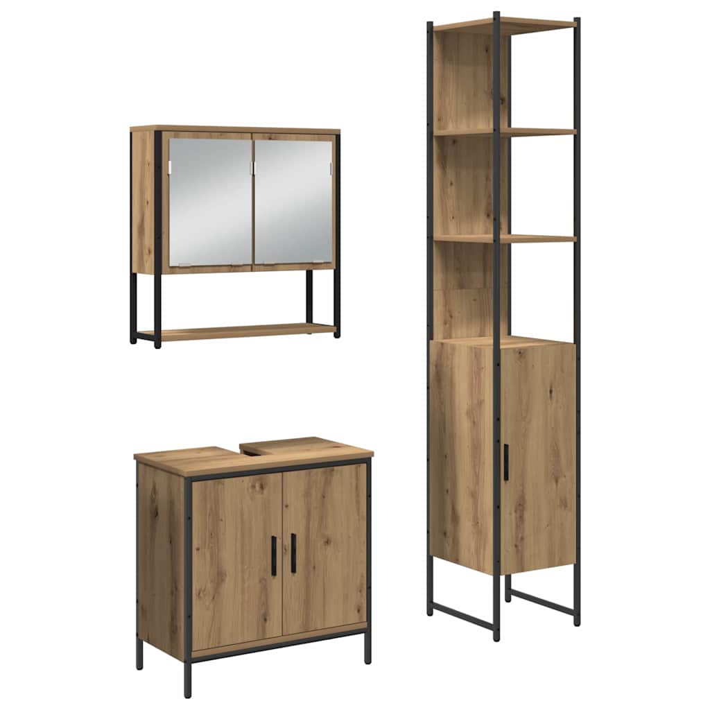 Set di mobili per il bagno 3 pz Marrone 33 x 33 x 185,5 cm | homemem39