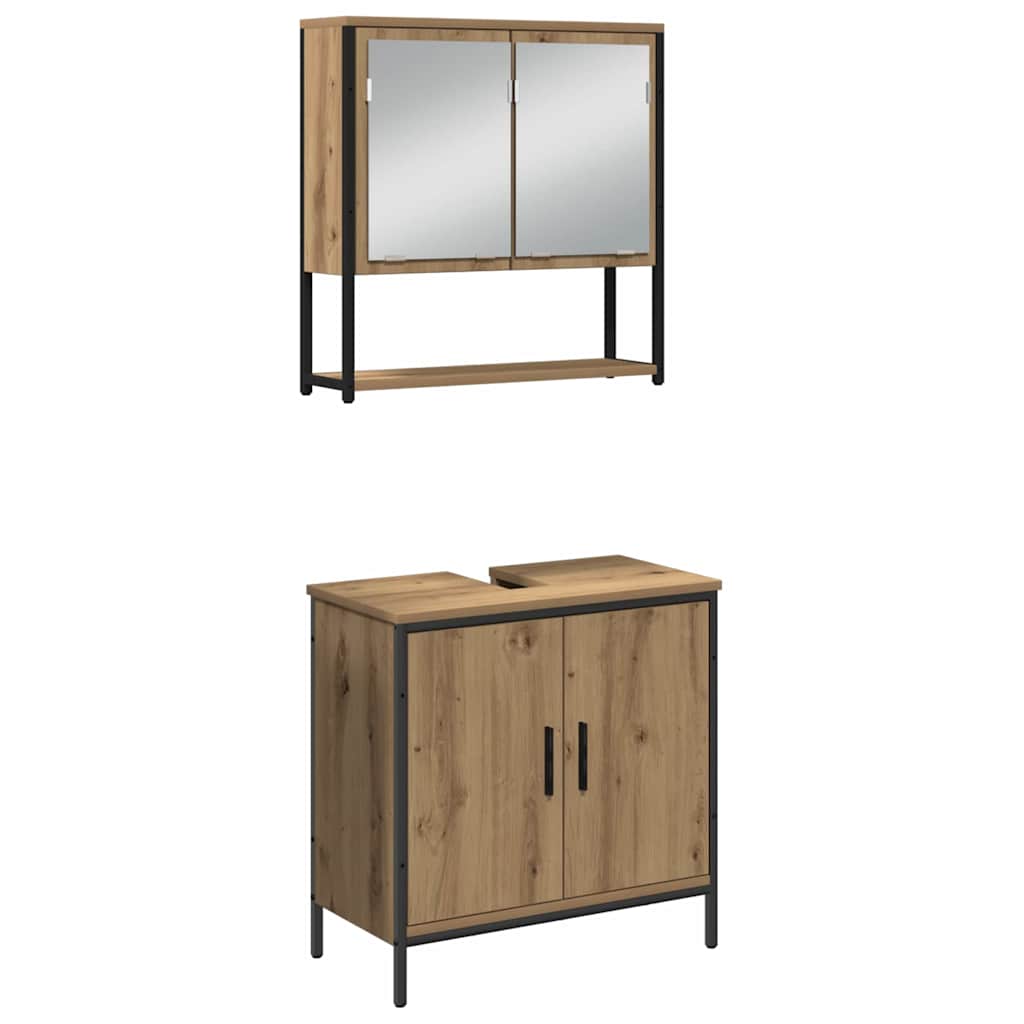 Set di mobili per il bagno 3 pz Marrone 33 x 33 x 185,5 cm | homemem39