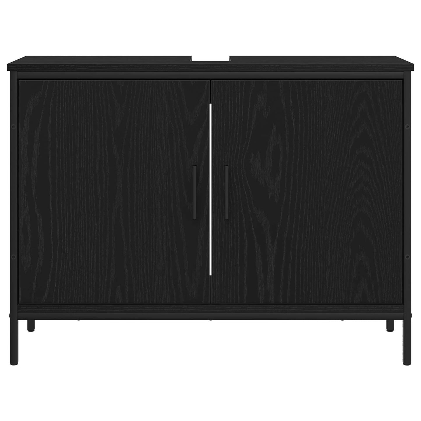 Set di mobili per il bagno 3 pcs Nero Legno multistrato | homemem39