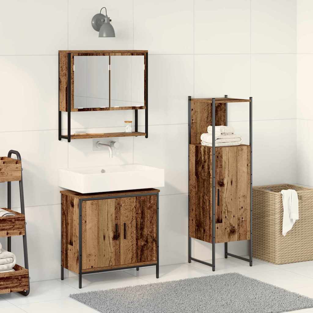 Set di mobili per il bagno 3 pcs Marrone Legno multistrato | homemem39