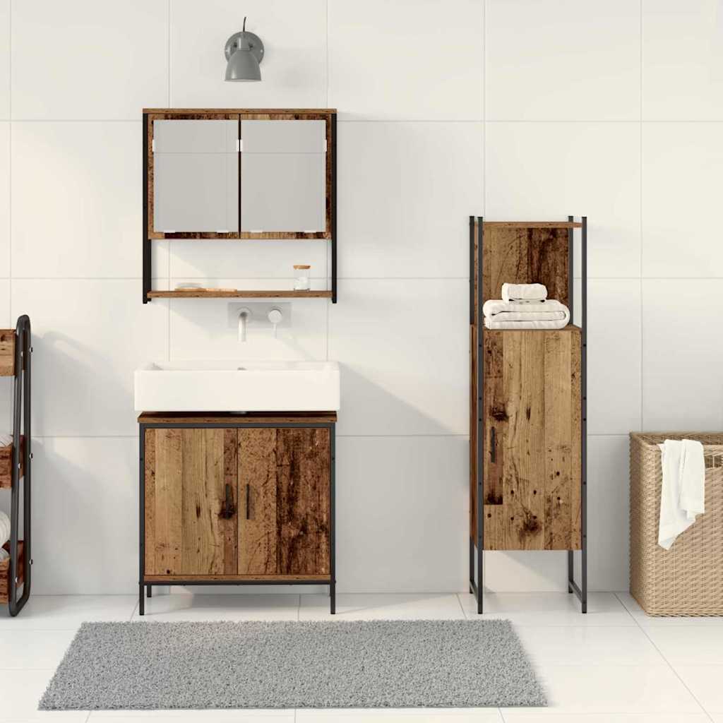 Set di mobili per il bagno 3 pcs Marrone Legno multistrato | homemem39