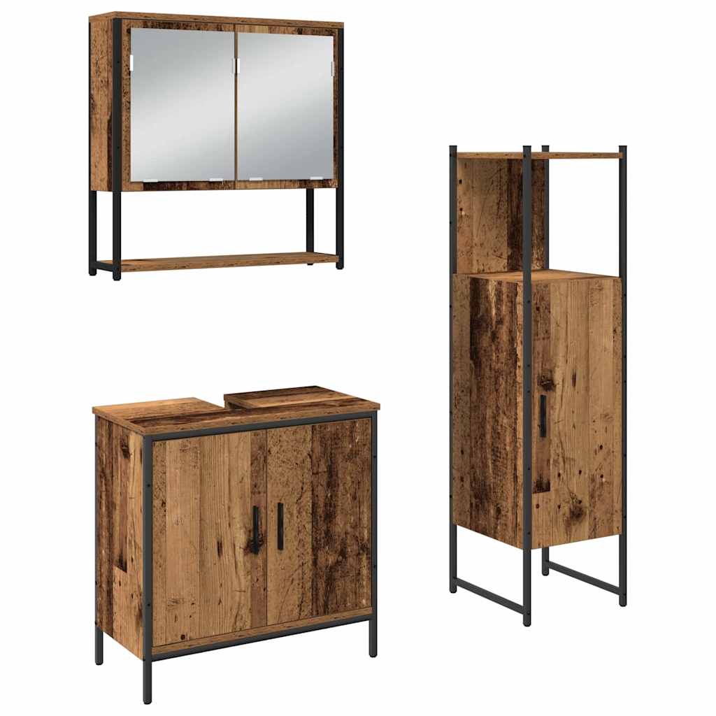 Set di mobili per il bagno 3 pcs Marrone Legno multistrato | homemem39