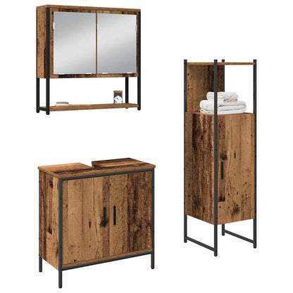 Set di mobili per il bagno 3 pcs Marrone Legno multistrato | homemem39
