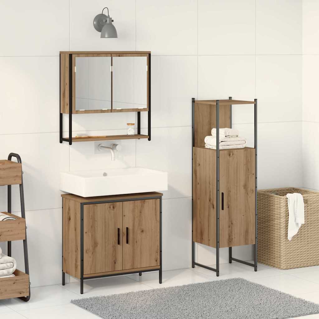Set di mobili per il bagno 3 pz Marrone 33 x 33 x 113,5 cm | homemem39