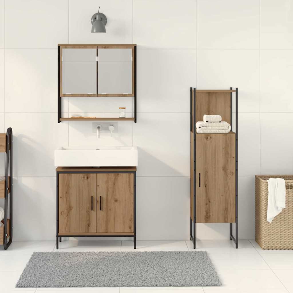 Set di mobili per il bagno 3 pz Marrone 33 x 33 x 113,5 cm | homemem39