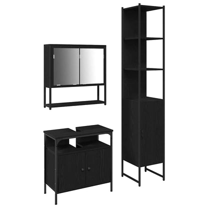 Set di mobili per il bagno 3 pcs Rovere Nero Legno multistrato | homemem39