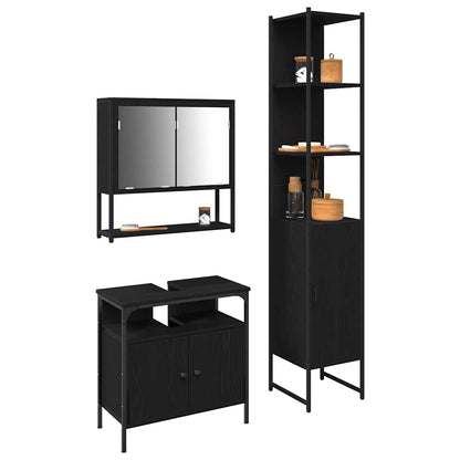Set di mobili per il bagno 3 pcs Rovere Nero Legno multistrato | homemem39