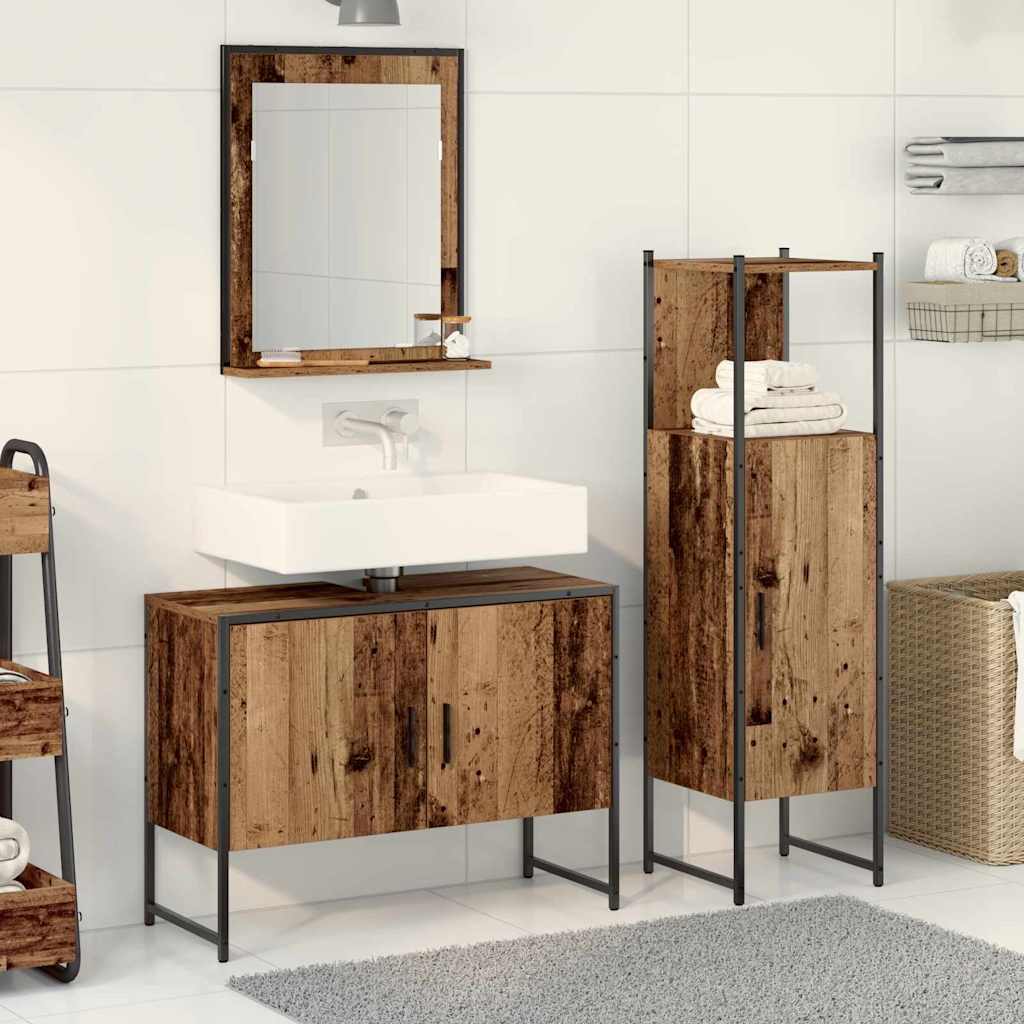 Set di mobili per il bagno 3 pcs Marrone Legno multistrato | homemem39