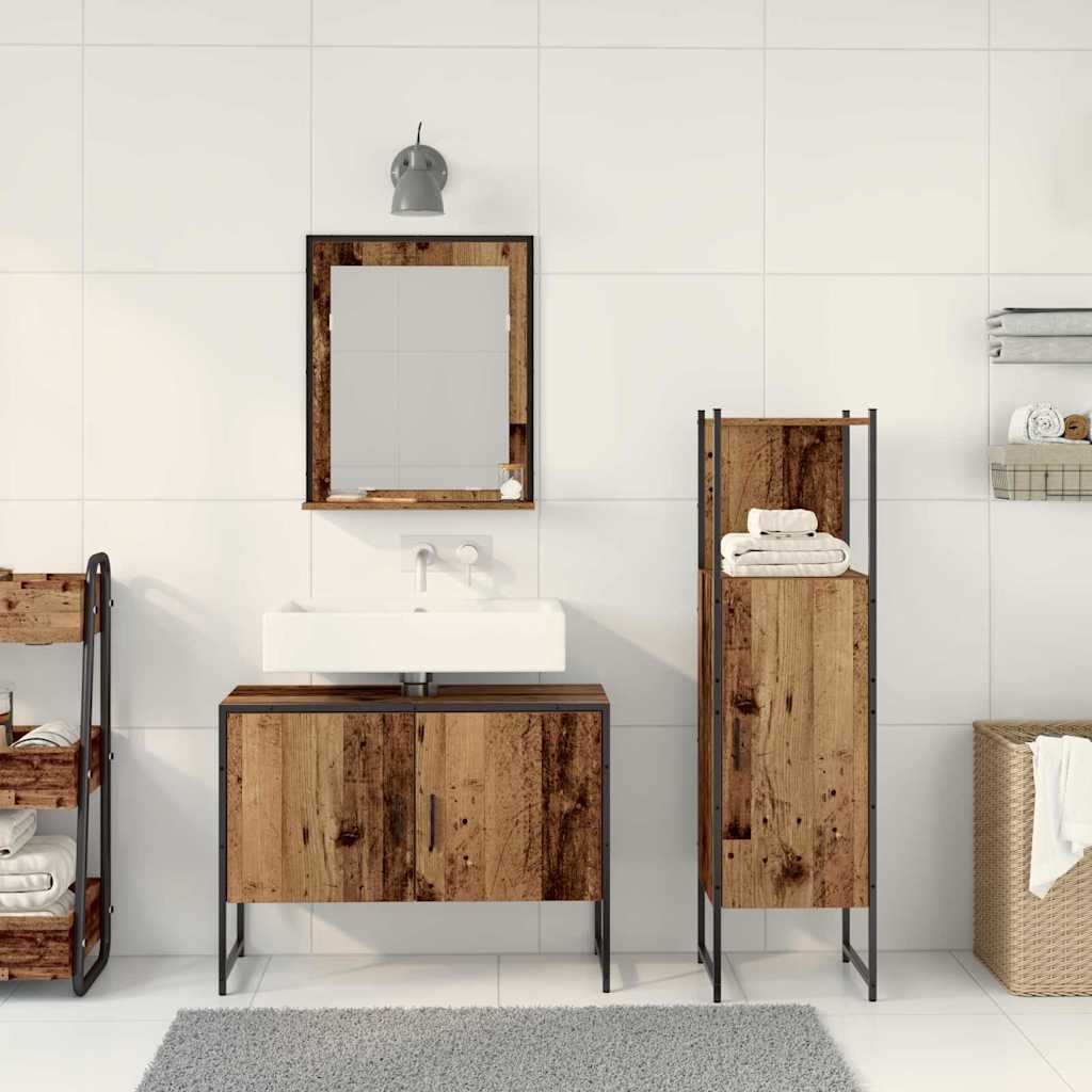 Set di mobili per il bagno 3 pcs Marrone Legno multistrato | homemem39