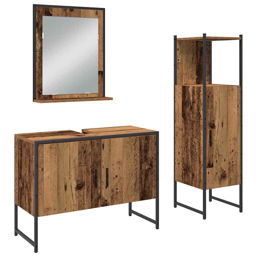 Set di mobili per il bagno 3 pcs Marrone Legno multistrato | homemem39