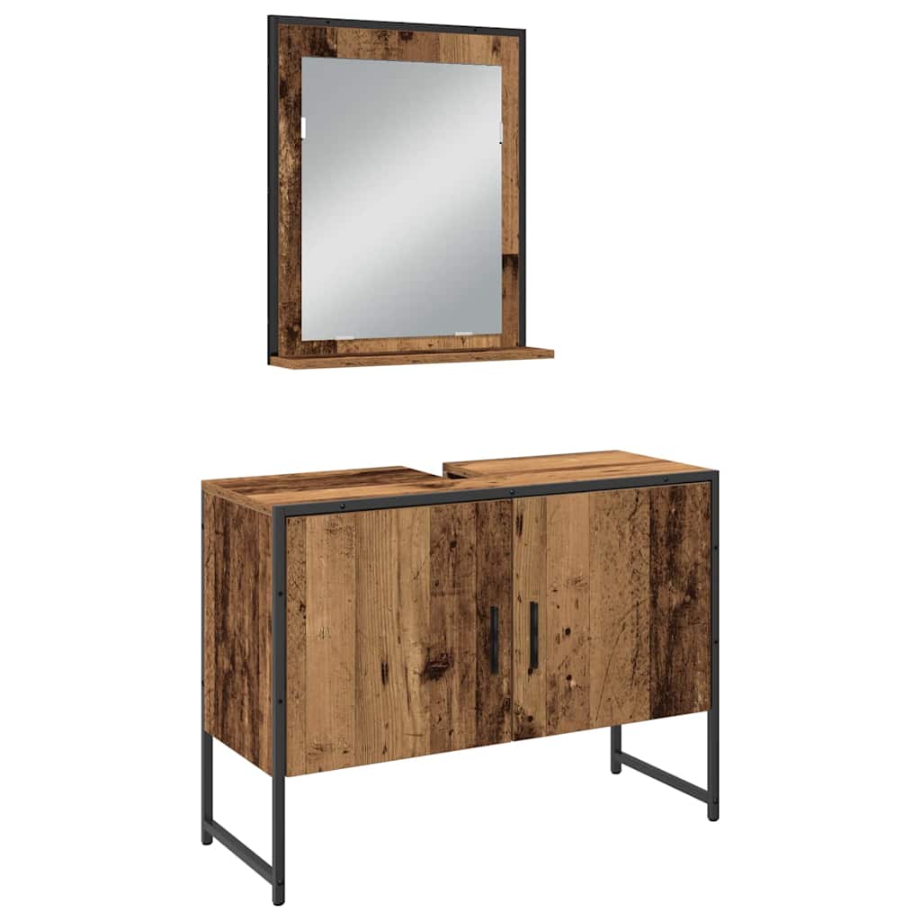 Set di mobili per il bagno 3 pcs Marrone Legno multistrato | homemem39