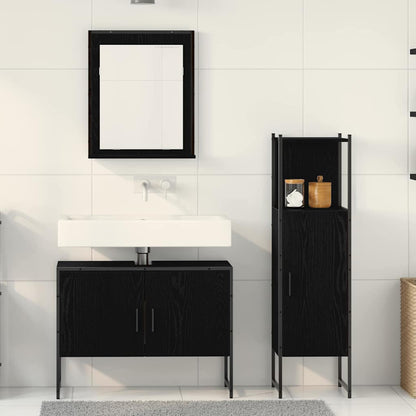 Set di mobili per il bagno 3 pcs Nero Legno multistrato | homemem39