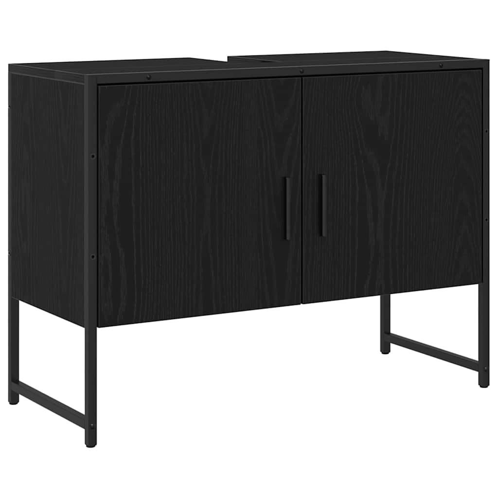 Set di mobili per il bagno 3 pcs Nero Legno multistrato | homemem39