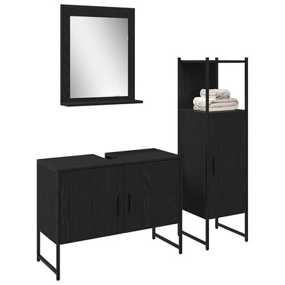 Set di mobili per il bagno 3 pcs Nero Legno multistrato | homemem39