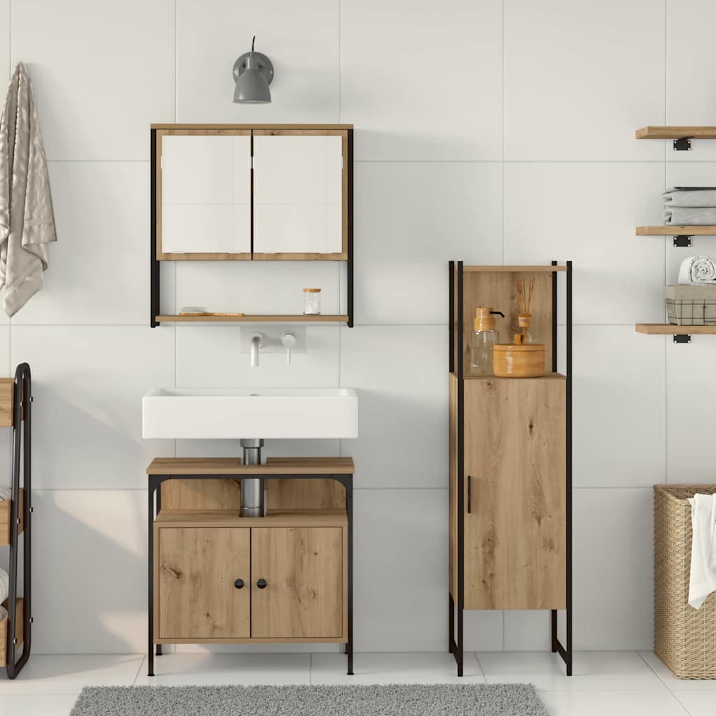Set di mobili per il bagno 3 pz Marrone 33 x 33 x 120,5 cm | homemem39