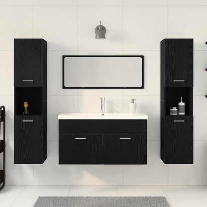 Set di mobili per il bagno 4 pcs Rovere Nero Legno multistrato | homemem39