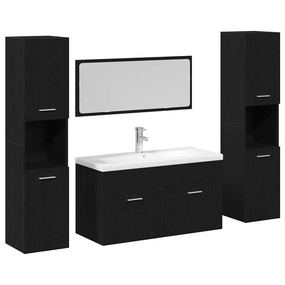 Set di mobili per il bagno 4 pcs Rovere Nero Legno multistrato | homemem39