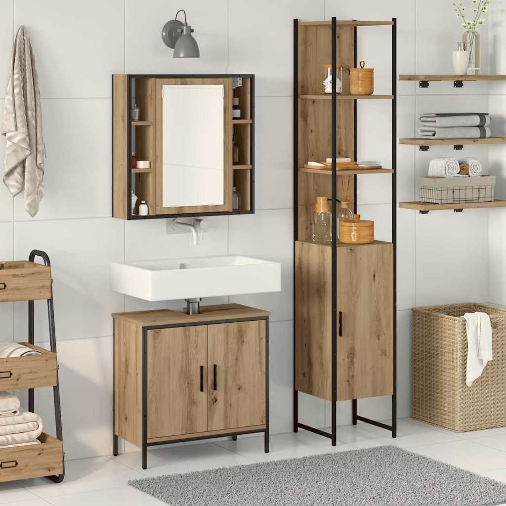 Unità da Bagno con lo scaffale 3 pcs Marrone Legno multistrato | homemem39