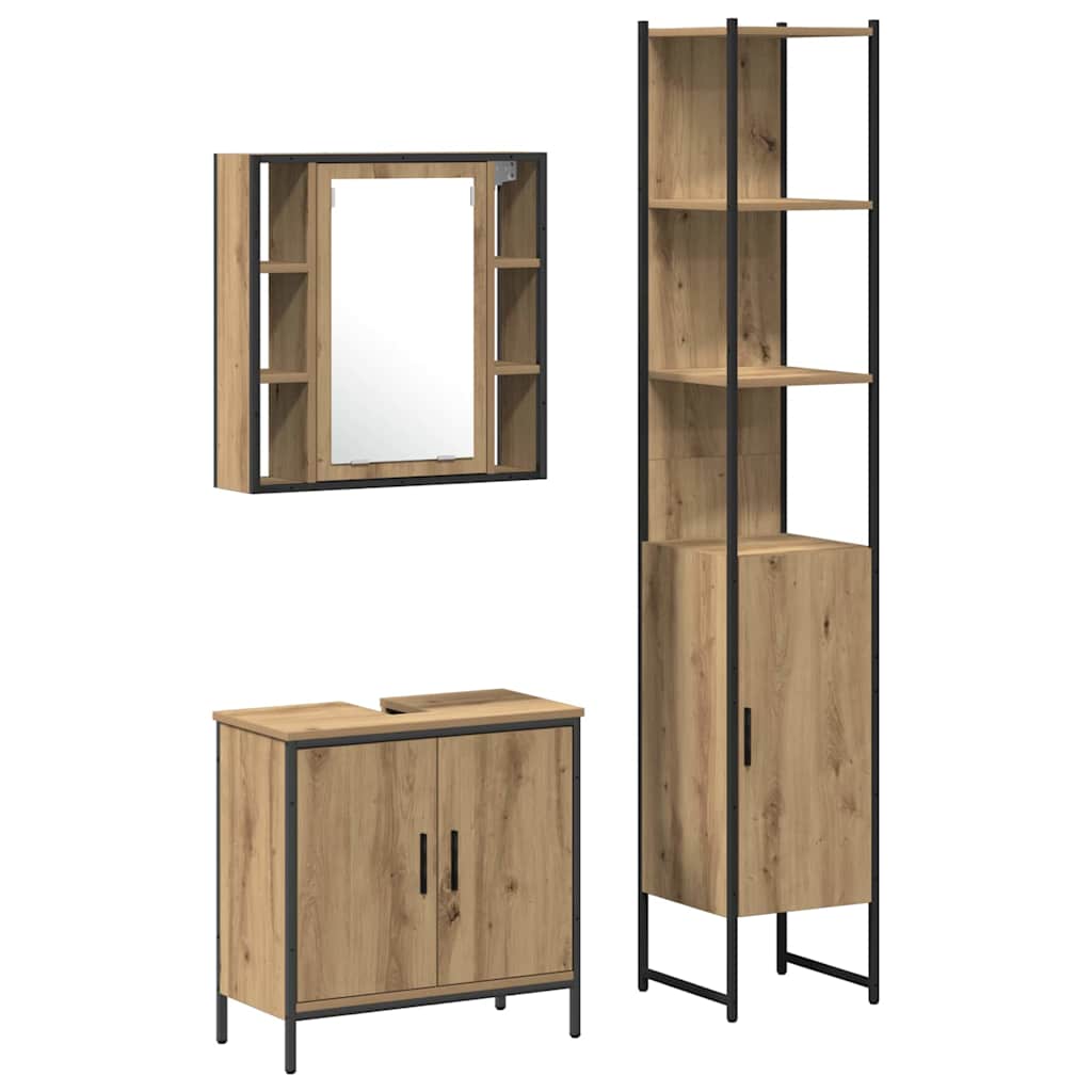 Unità da Bagno con lo scaffale 3 pcs Marrone Legno multistrato | homemem39