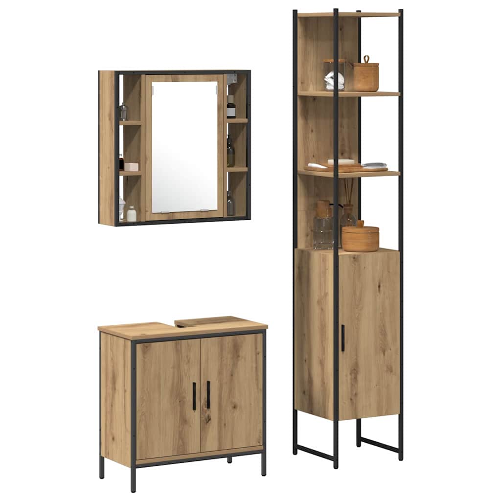 Unità da Bagno con lo scaffale 3 pcs Marrone Legno multistrato | homemem39