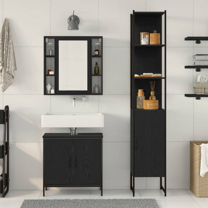 Unità da Bagno con lo scaffale 3 pcs Nero Legno multistrato | homemem39