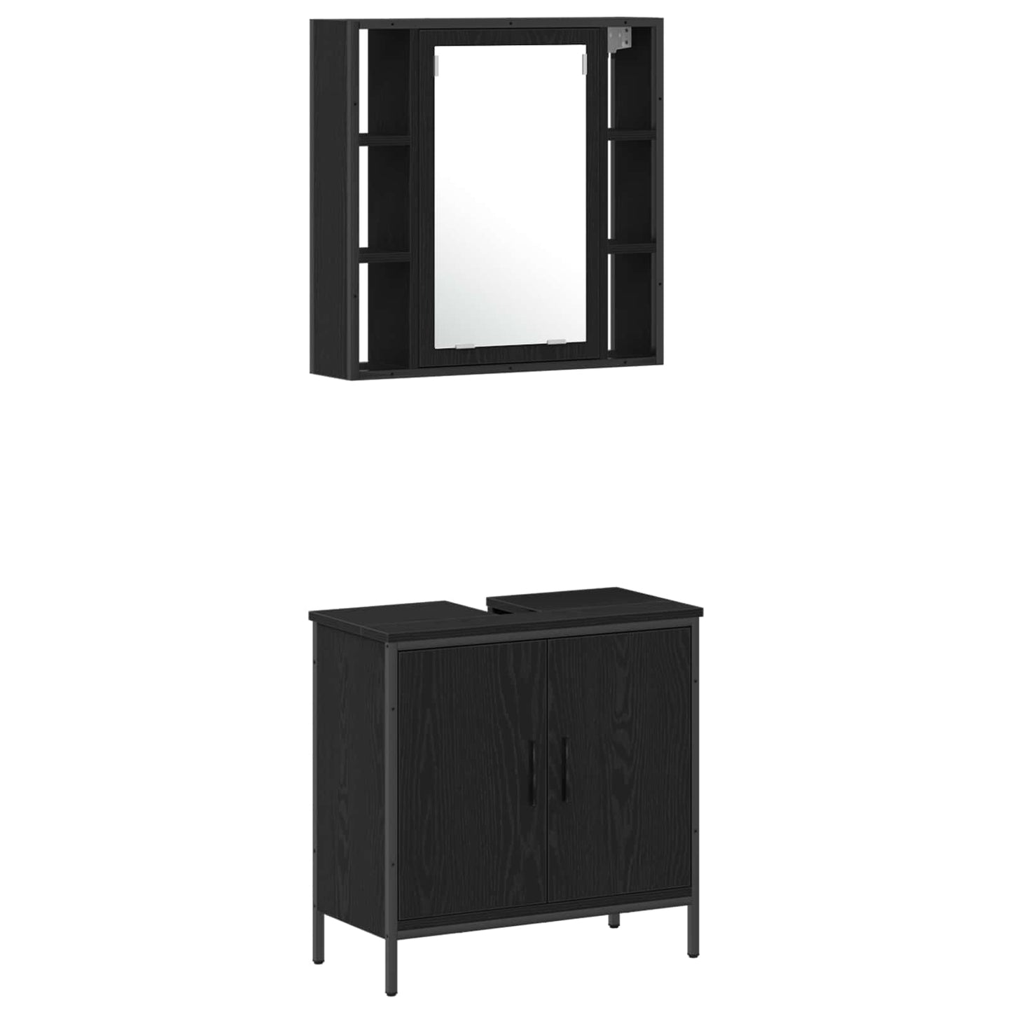 Unità da Bagno con lo scaffale 3 pcs Nero Legno multistrato | homemem39