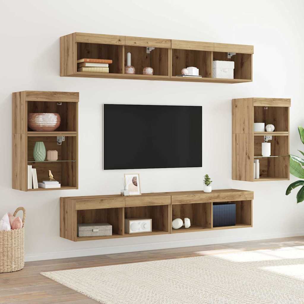 Set mobile TV 8 pcs rovere artigianale Legno multistrato