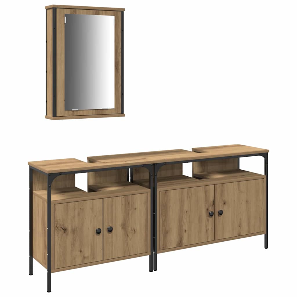 Unità da Bagno con lo scaffale 3 pcs Marrone Legno multistrato
