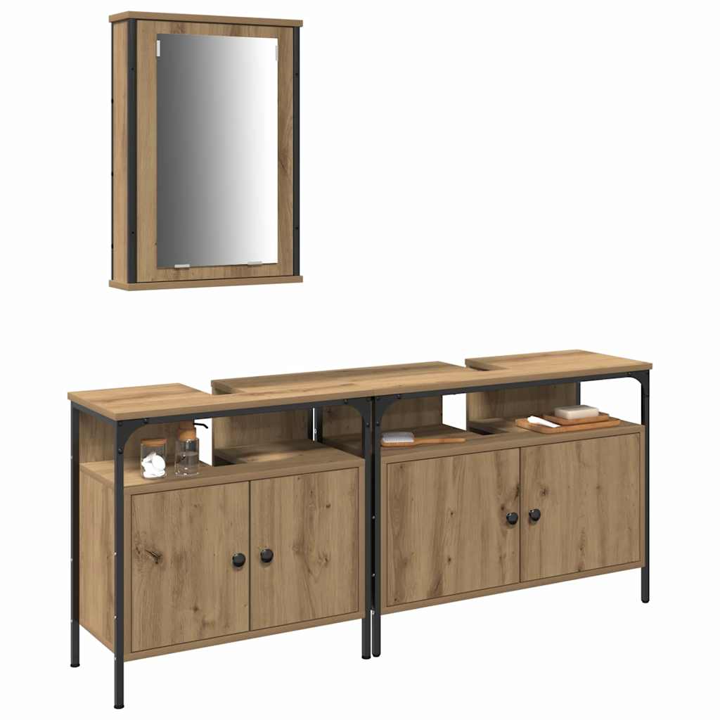 Unità da Bagno con lo scaffale 3 pcs Marrone Legno multistrato | homemem39