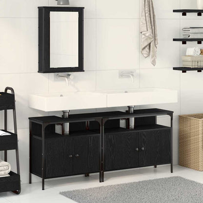 Unità da Bagno con lo scaffale 3 pcs Nero Legno multistrato | homemem39