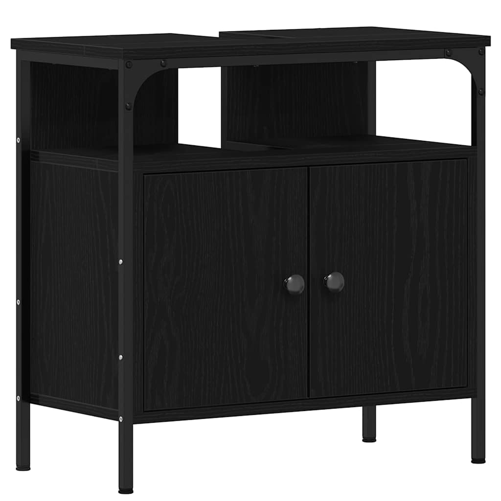 Unità da Bagno con lo scaffale 3 pcs Nero Legno multistrato | homemem39