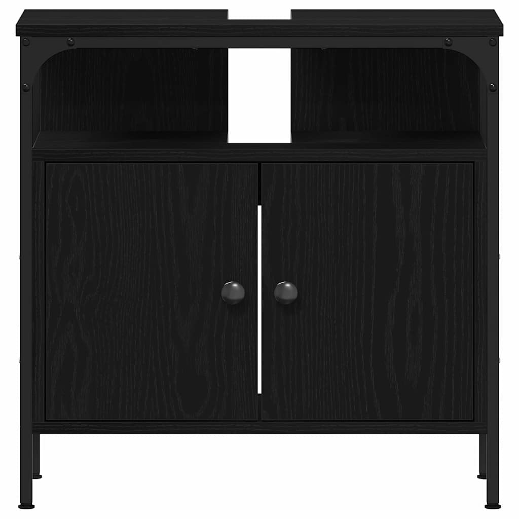 Unità da Bagno con lo scaffale 3 pcs Nero Legno multistrato | homemem39