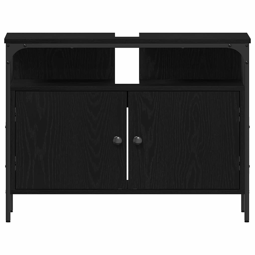 Unità da Bagno con lo scaffale 3 pcs Nero Legno multistrato