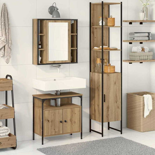 Set di mobili per il bagno 3 pz Rovere artigianale | homemem39