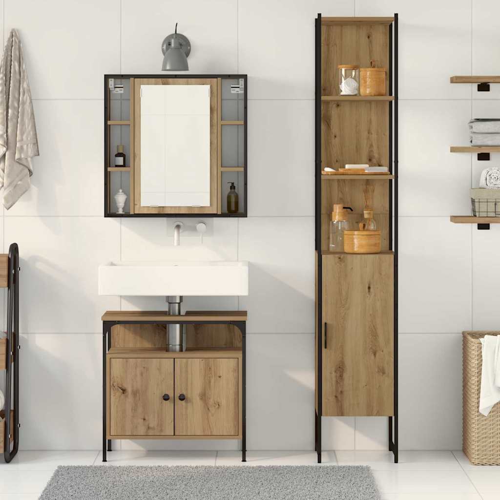 Set di mobili per il bagno 3 pz Rovere artigianale | homemem39