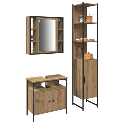 Set di mobili per il bagno 3 pz Rovere artigianale | homemem39
