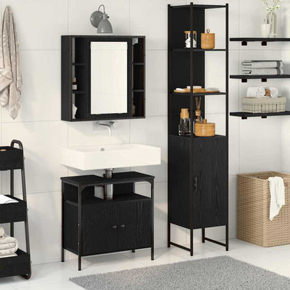 Set di mobili per il bagno 3 pcs Rovere Nero Legno multistrato | homemem39