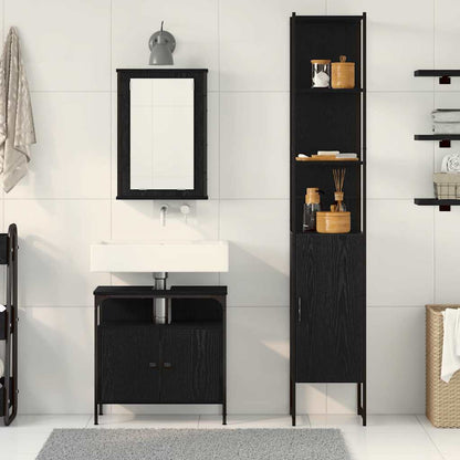 Set di mobili per il bagno 3 pcs Rovere Nero Legno multistrato | homemem39