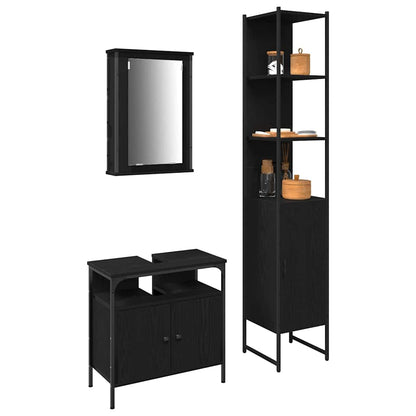 Set di mobili per il bagno 3 pcs Rovere Nero Legno multistrato | homemem39
