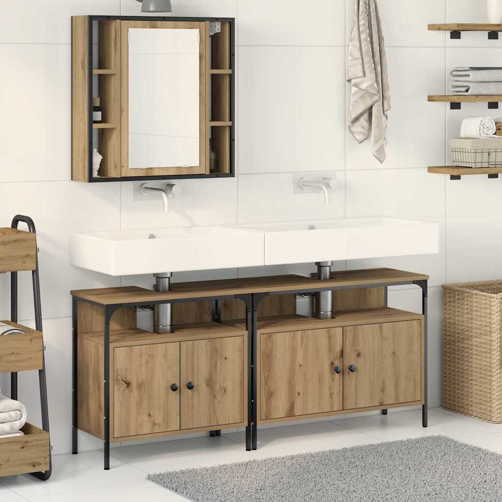 Unità da Bagno con lo scaffale 3 pcs Marrone Legno multistrato | homemem39