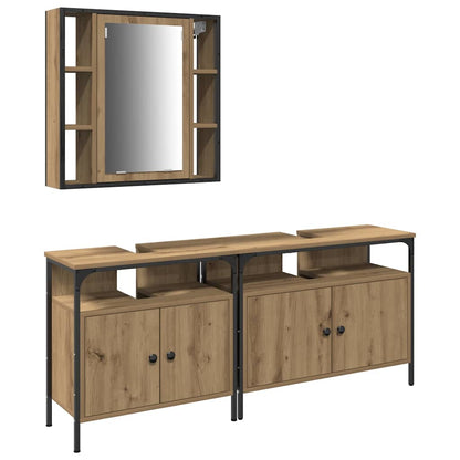 Unità da Bagno con lo scaffale 3 pcs Marrone Legno multistrato | homemem39