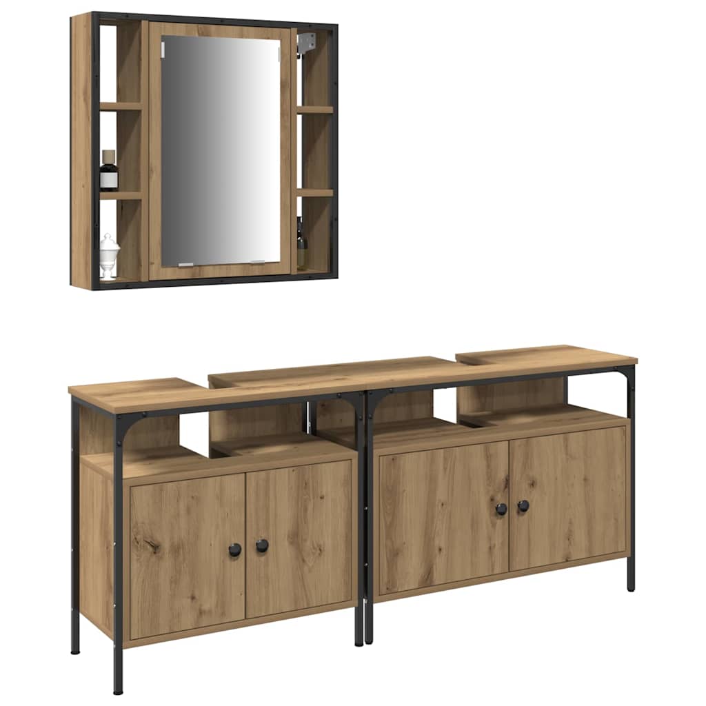 Unità da Bagno con lo scaffale 3 pcs Marrone Legno multistrato